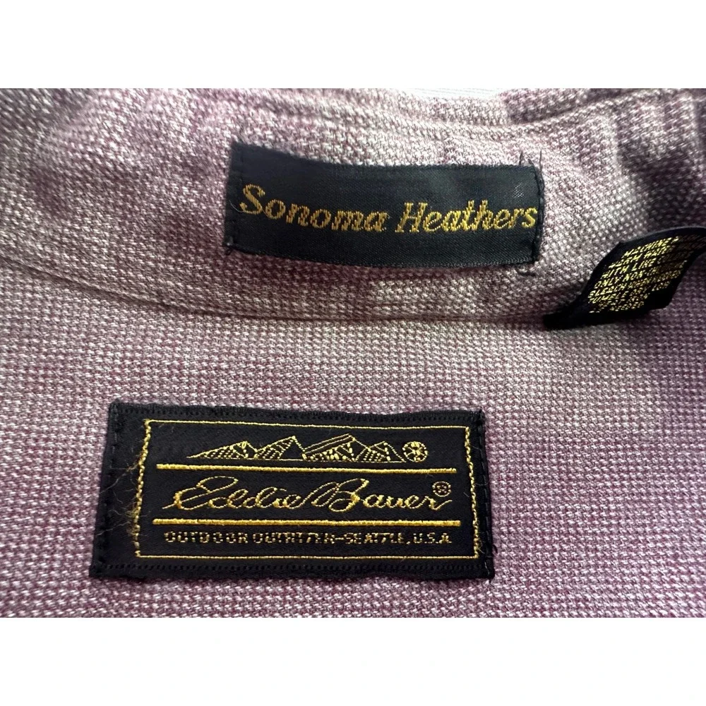 VINTAGE 90s Eddie‎ Bauer Sonoma Heathers Heavy Cotton Button Down Mens L Mauve